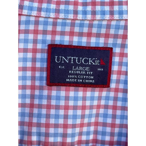 Untuckit Mens Long Sleeve Button Down Plaid Shirt Multi Sz L MT05 - Picture 7 of 9